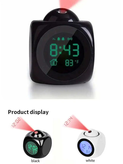 Multi-function Projection Chime Clock LED Light Projection Alarm Clock Voice Chime Clock Projection Clock