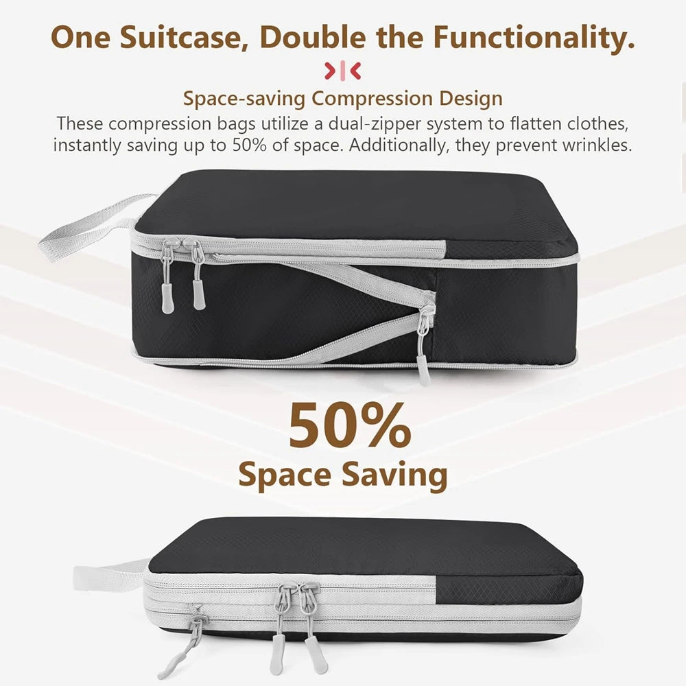 Compression Packing Cubes,Travel Packing Cubes for Carry on Suitcases, Expandable/Compression Bags for Clothes Travel Accessorie