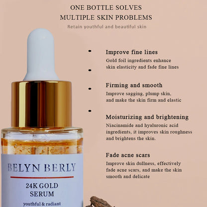 BELYN BERLY Face Serum 3Pcs/Lot Hyaluronic Acid + Vitamin C + 24k Gold Serum Moisturizing Spot White Facial Serum