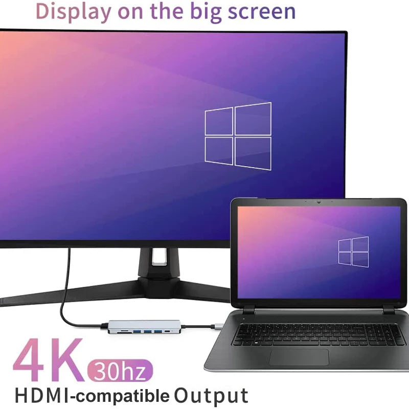 5-in-1 USB C Docking Stations USB C Hubs 4K 30Hz Type C Splitter to HDMI Adapter For Laptop Macbook Computer Accessories
