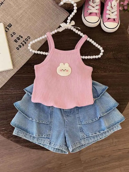 Baby Girls T-shirts for Kids Summer Sleeveless Knitted Tops Vest Outfits Girls Cute Halter Tops Tees Children Clothing 1-12 Year