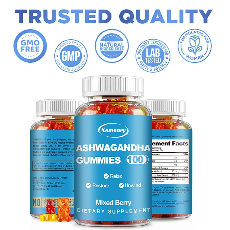 Ashwagandha Gummies - Enhances Energy, Help Recover Strength & Endurance, Relax, Promote Metabolism,  Improve Sleep