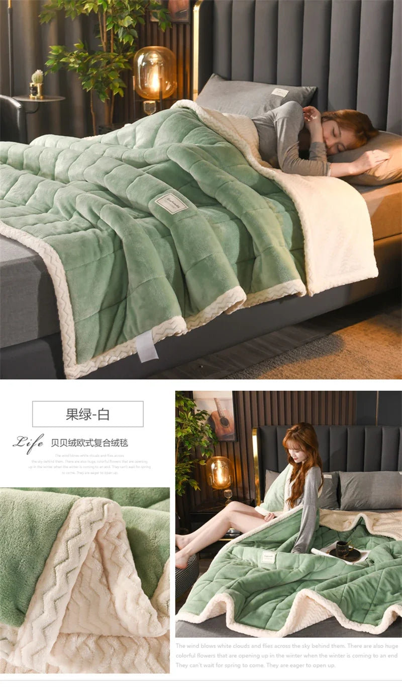 Milk Fleece Autumn Winter Warm Weighted Blankets for Beds European Thickened Beibei Velvet Throw Blanket Warmth Quilt Comforter