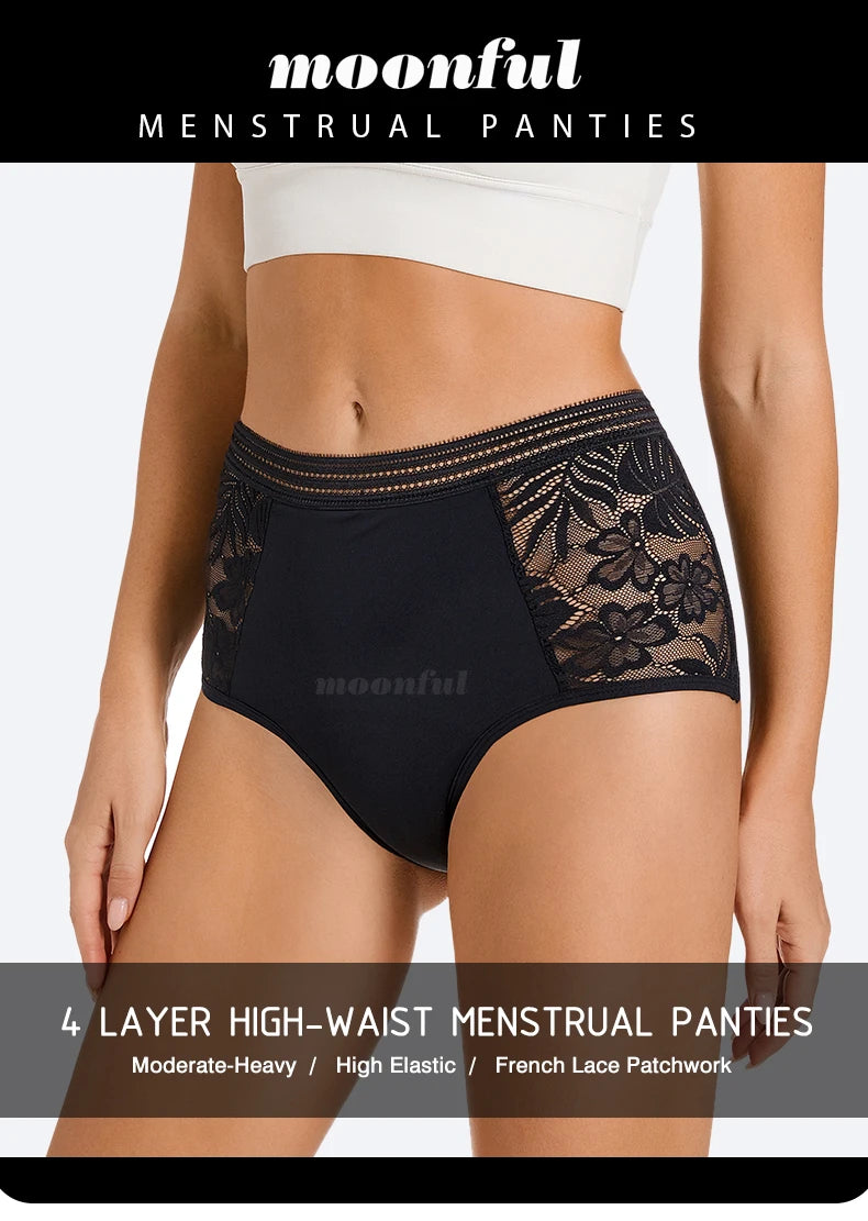 Menstrual Panties Woman High Waist Menstrual Cycle Absorbent Underwear Leak Proof Menstrual Briefs Period Underwear Heavy Flow
