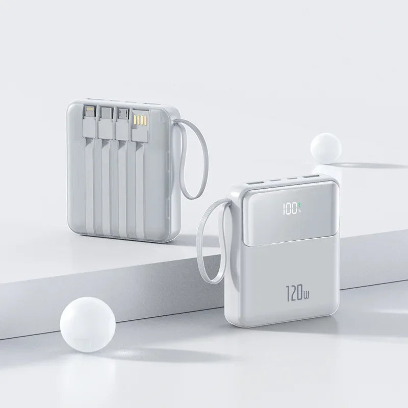A Brand-new 120W Three-in-one 20,000mah Super Fast Power Bank with Large Capacity, Built-in Cable and Digital Display Powerbank
