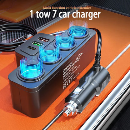 120W Multi-Function Charger USB/Type C Fast Charging Can Charge Multiple Devices At The Same Time, One Tow And Four Car Chargers