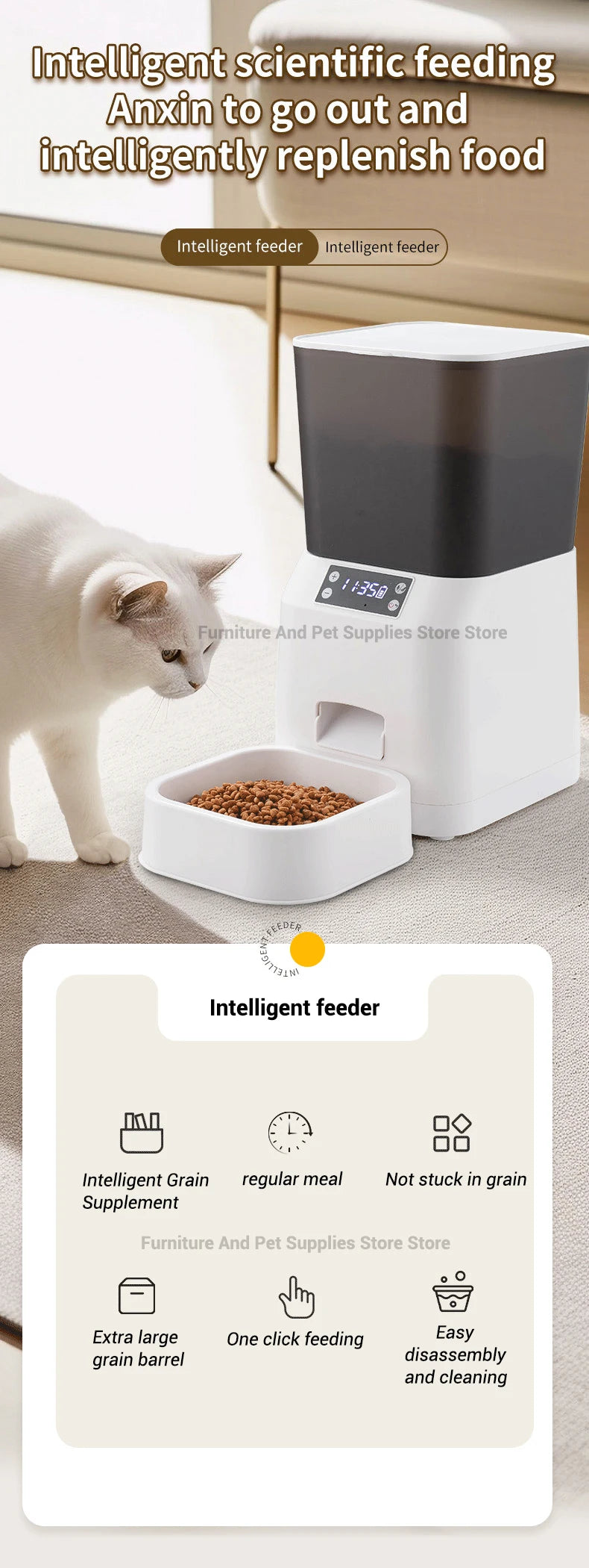4.5L Smart pet feeder automatic cat feeder dog slow feeder timed and quantified automatic cat food dispenser cat and dog bowl