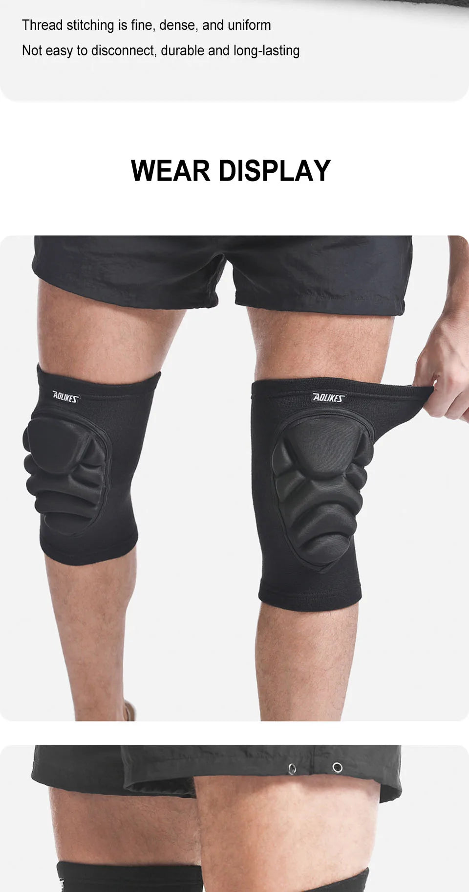 AOLIKES 1Pair Knee Elbow Pads, Thick Sponge Collisioned Kneepads for Work, Basketball Wrestling Football Volleyball Cycling