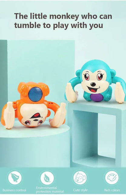 Musical Crawling Monkey Toys for Babies - Interactive Light-Up Dancing Toy for Infant Development and Tummy Time Gifts