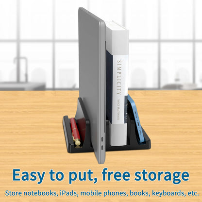 Vertical Laptop Stand, 3 Slots  Desk Laptop Holder & Laptop Docking Station Stand for MacBook, Tablet, Phone - Universal