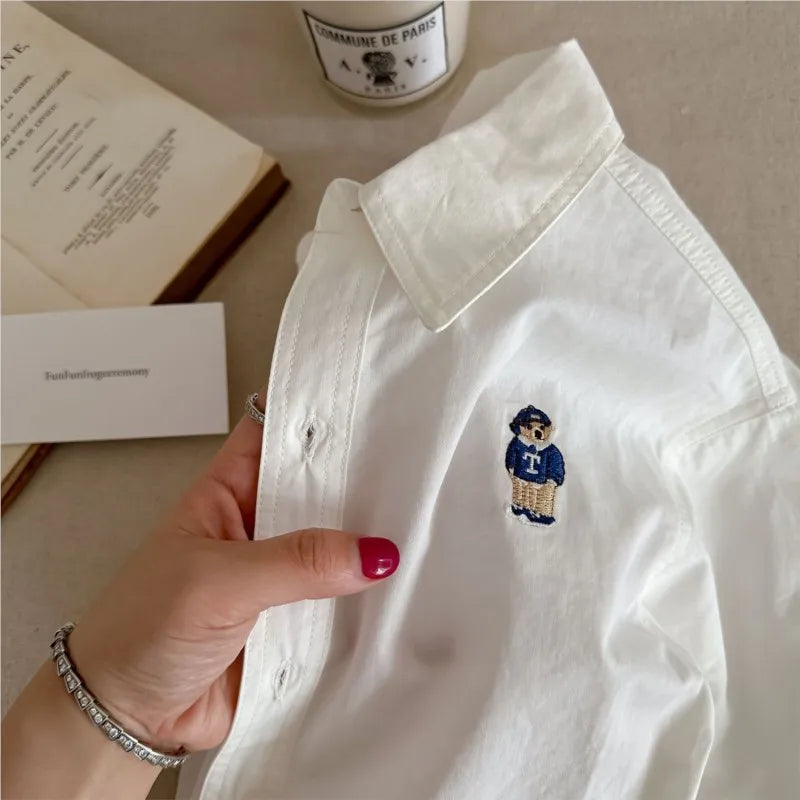Fashion Baby Girl Boy Cotton Shirt Cartoon Embroidery Infant Toddle Child Spring Autumn Outwear Casual Outfit Baby Clothes 1-10Y