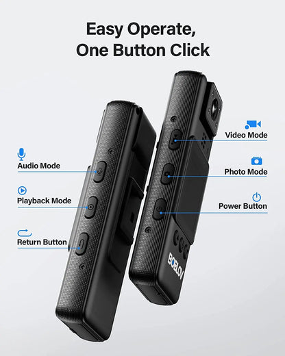 BOBLOV A23 Body Worn Camera 180° Rotatable Video Camera 9Hours Recording Night Vision 1080P Body Mounted Video Cameras