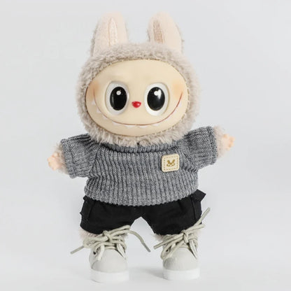 Labubu 17cm  Shoes Fashion labubu Canvas Shoes Clothes Cartoon Baby Canvas Leather Shoes Doll Universal Clothing Accessories