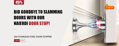 NAIERDI Magnetic Door Stopper Stainless Steel Heavy Duty Door Stop Black Nail-free Door Suction Door Holder Door Hardware