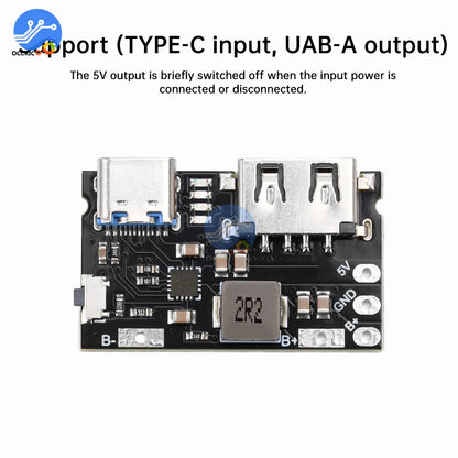 5V TYPE C + USB A 2.4A Charger Discharger Module Single Lithium Battery Charger Board Supports Charging And Discharging