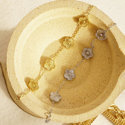 Fashion Flower Stainless Steel Bracelets For Women Trendy Gold Color Metal Bracelet Party Birthday Daily Cute Romantic Jewelry