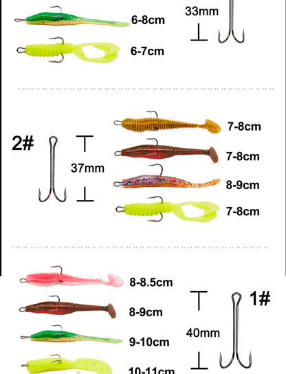 Hunthouse Double Hooks fishing hook long fishing stainless hook with soft lure sharp high carbon stee offset hook
