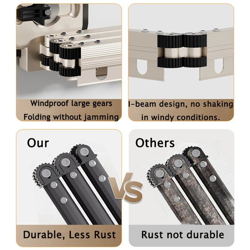 Retractable Clothes Hanger Wall Mounted No Punching Laundry Drying Rack Foldable Drying Racks Space Saving For Bathroom Balcony