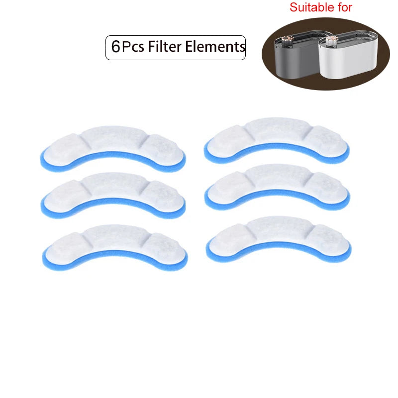 6/12pc Cat Water Fountain Replaced Filter Elements Activated Carbon Replacement Filters for Pet Fountain Feeders Accessories