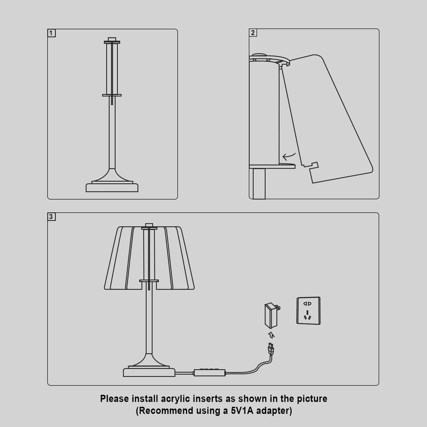 Bedroom bedside lamp USB plug LED table lamp DIY acrylic panel creative lighting mode decorative light