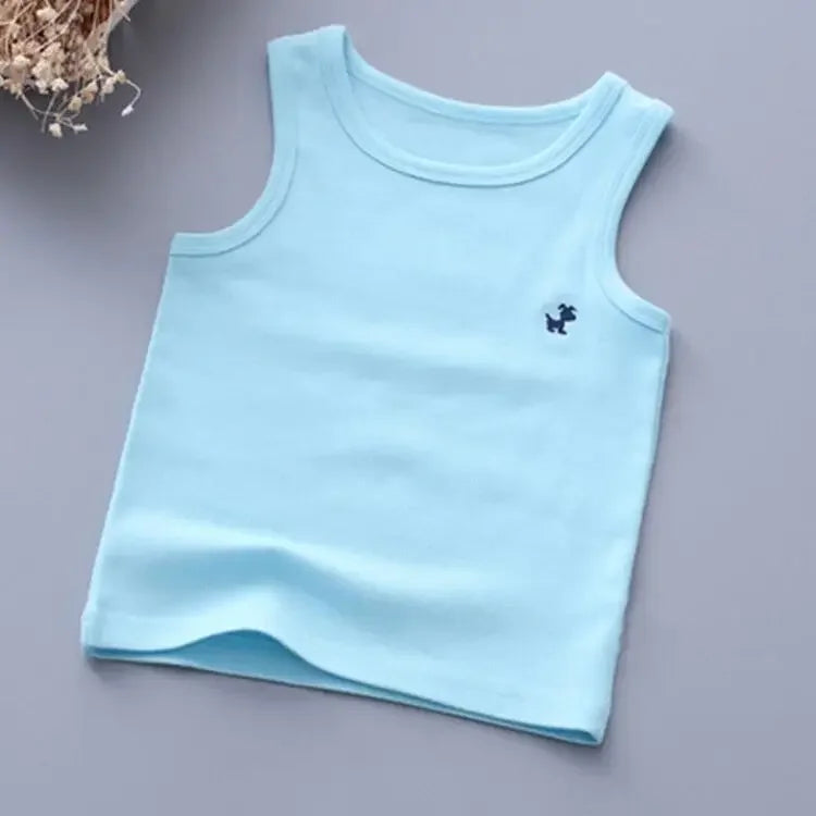Fashion Children T-shirts for Girls Candy Color Baby Boys Graphic Tee Cotton Vest Tops Kids Summer Clothes Sleeveless T-Shirt
