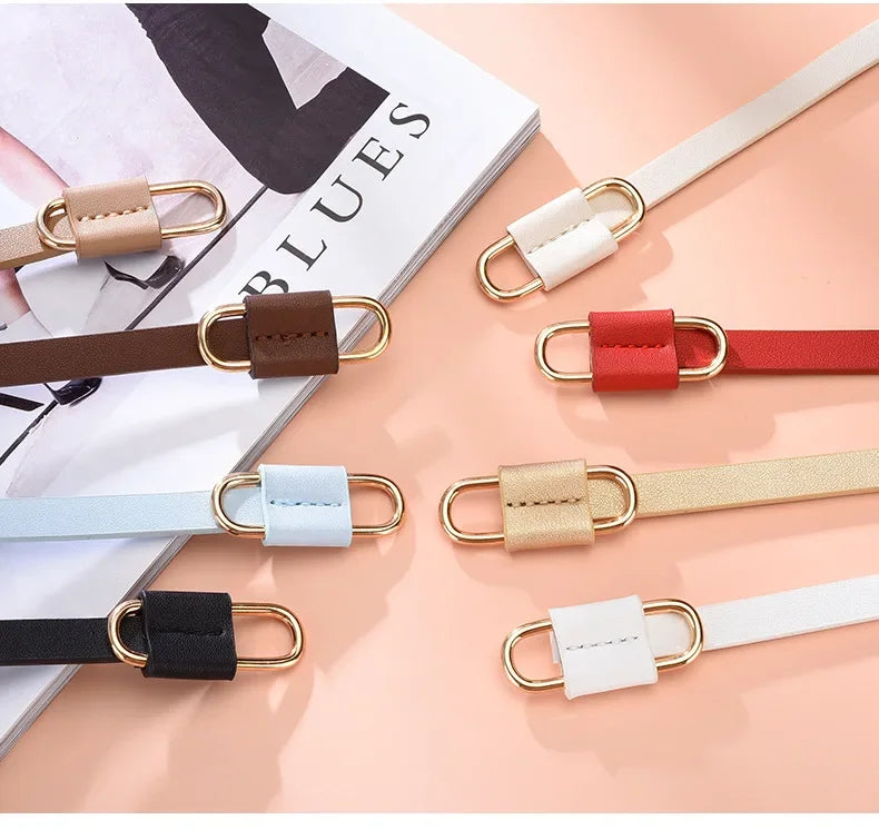 Metal Buckle Thin Stretchy Waist Belt Striped Elastic Waistband Elegant Women Girdle Female Belt Fashion Apparel Accessories New