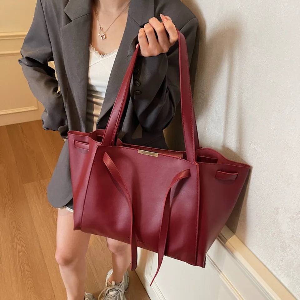 Big Shoulder Hand Commuting Bags for Women Large Capacity Drawstring Bucket Shopping Totes Top-Handle Bag 2025 Latest Handbags
