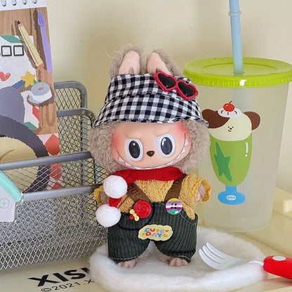 Labubu Clothes Cute Outfit Shirt Set Labubu Designer British Style Clothes Accessories Toy DIY Gifts for 15-17cm Doll