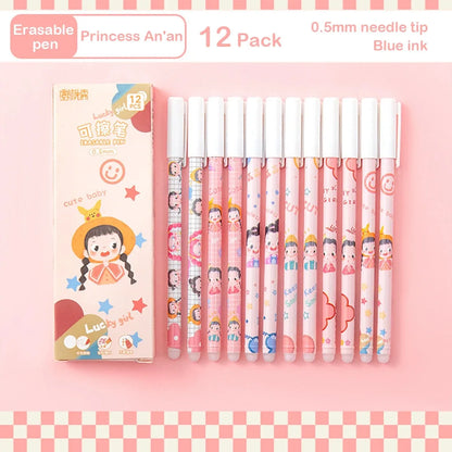 12PC 0.5mm Syringe Erasable Pen Korean Stationery Simple Kawaii Writing Pen Student Stationery Cultural and Educational Supplies