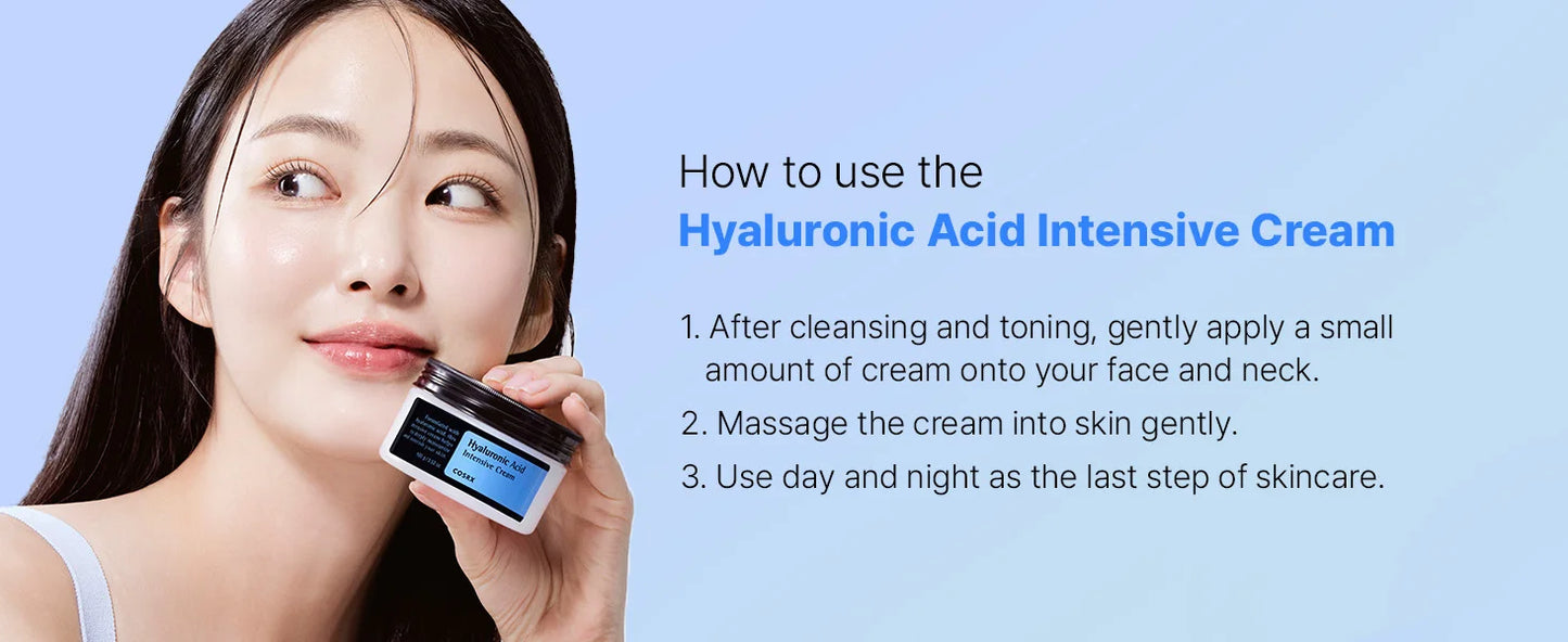 COSRX Hyaluronic Acid Moisturizing Cream, Long-lasting Hydration, Rich Moisturizer for Sensitive Skin 3.52 oz / 100g