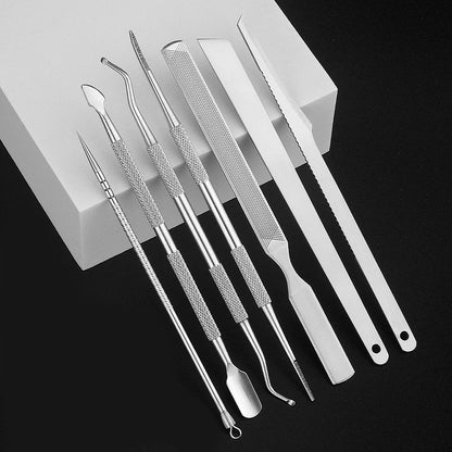 3-6pcs Stainless Steel Manicure Pedicure Knife To Remove Dead Skin Calluses Thick Hard Nail Clippers Acne Needle Pick Tool Set