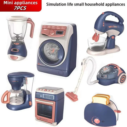 New Interactive Electric Kitchen Playset for Kids Mini Simulation Household Appliances Light Toy Gifts for Children Boys Girls