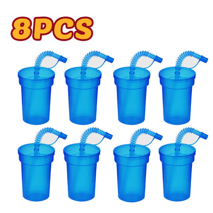 Neon Sipper Cups - Colorful, Spill-Proof Cups with Lids and Straws - Ideal for School Events, Themed Parties, and Birthday Party