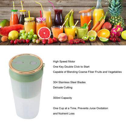Portable Blender 4 Blades Cordless 300ml Capacity USB Rechargeable Handheld Personal Size Blender for Juice Shakes Smoothies