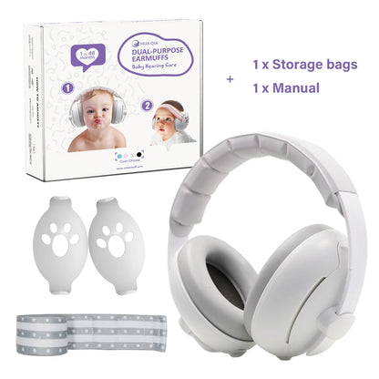 2-in-1 Baby Ear Muffs for Hearing Protection Noise Cancelling Earmuffs for Babies 2 Headbands Travel Essentials for Airplane