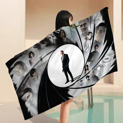 British Legend J-James B-Bond 007 Cartoon Beach Towel Cute Kawaii Room Decor Bath Girls Children Hand Towels For Bathroom Shower