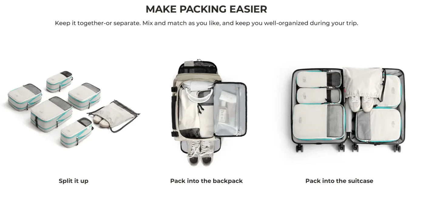 BAGSMART Compression Packing Cubes Expandable Travel Set Storage Bag 6 Pcs Travel Organizer Luggage Carry Suitcase