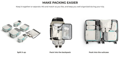 BAGSMART Compression Packing Cubes Expandable Travel Set Storage Bag 6 Pcs Travel Organizer Luggage Carry Suitcase