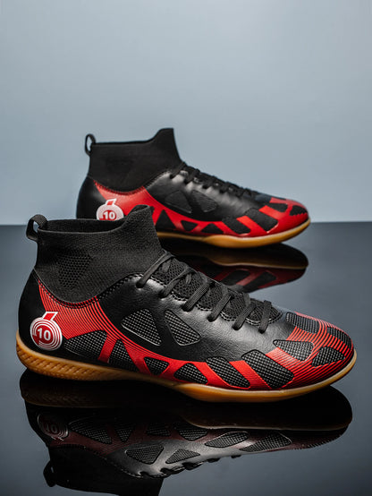 Men's Sports IC Indoor Flat Bottomed Football Shoes Adult High-Tops Wear Resisting Training Shoes Teenagers Non Slip Shoes