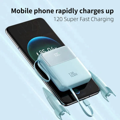 Portable Power Bank 50000mAh 120W Super Fast Charging Mobile External Battery With Four Cable Charger Suitable For iPhone Xiaomi