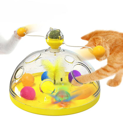 Interactive Cat Intelligence Training Play Pan Tower, Cat Toy Tower Track Rotating, Cat Tunnel, Catnip, Pet Supplies