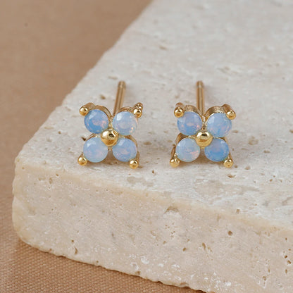 Stainless Steel Dainty Flower Stud Earring for Women Piercing Cartilage Ear Ring Colorful Zircon Women's Aesthetic Jewelry Gift