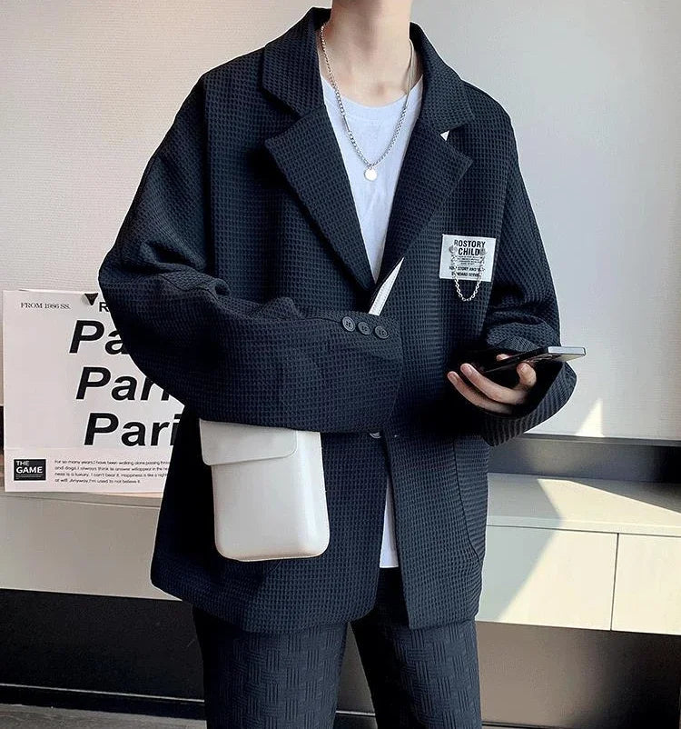 Oversize Short Plus Big Size Man Suits and Blazers Coats Jacket for Men Black Cropped Fashion 2024 Classic High Quality Summer