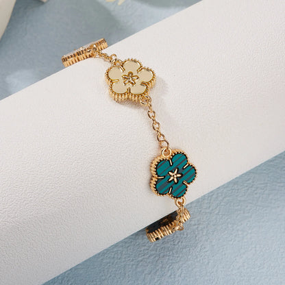 Light Luxury Double-sided Plum Blossoms Bracelets for Women Lucky Five Leaf Flower Adjustable Bracelets Aesthetic Party Jewelry