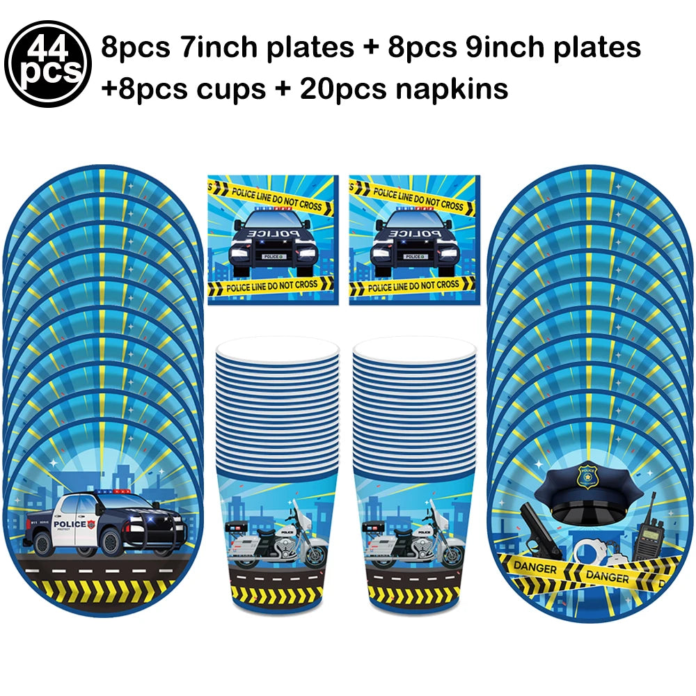 Police Party Birthday Decorations Tableware Police Party Plates Napkins Party Supplies Police Officer Theme Birthday Party Decor