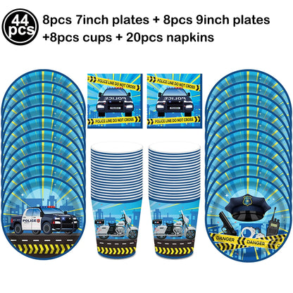 Police Party Birthday Decorations Tableware Police Party Plates Napkins Party Supplies Police Officer Theme Birthday Party Decor