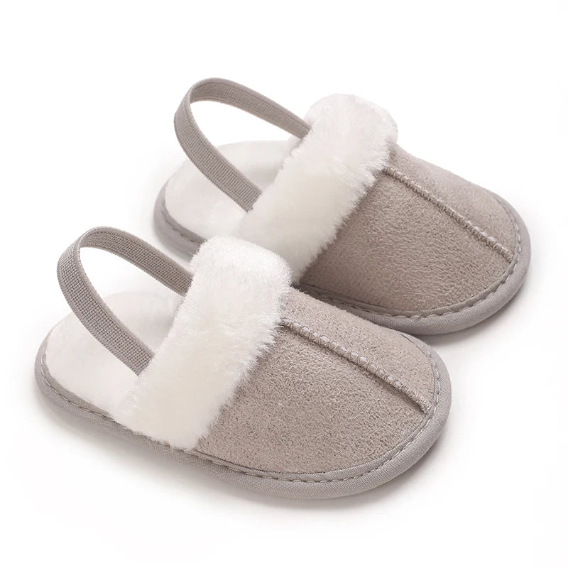 Cute Slippers for Babies Aged 0-18 Months, Suitable for Autumn And, Featuring Plush Lining for Warmth, Soft Soles for Comfort, A