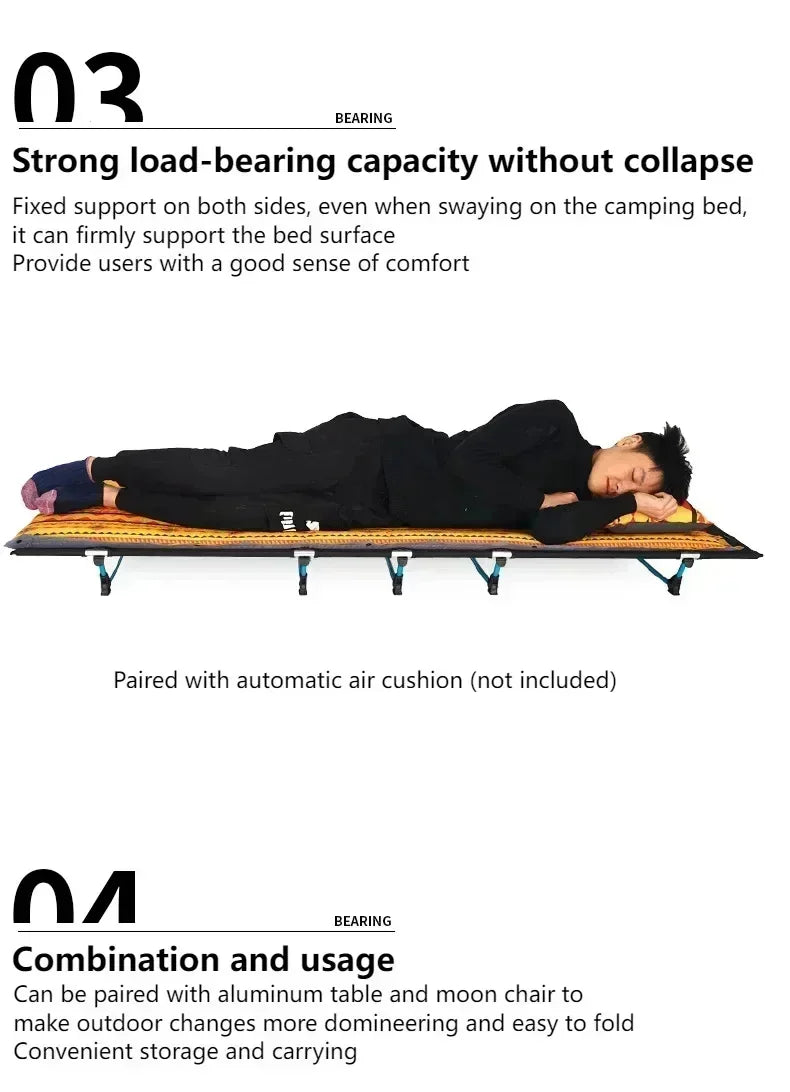 Outdoor Lightweight Folding Bed Portable Camping Bed Simple Military Bed Accompanying Lunch Bed Camping Simple Leisure Bed