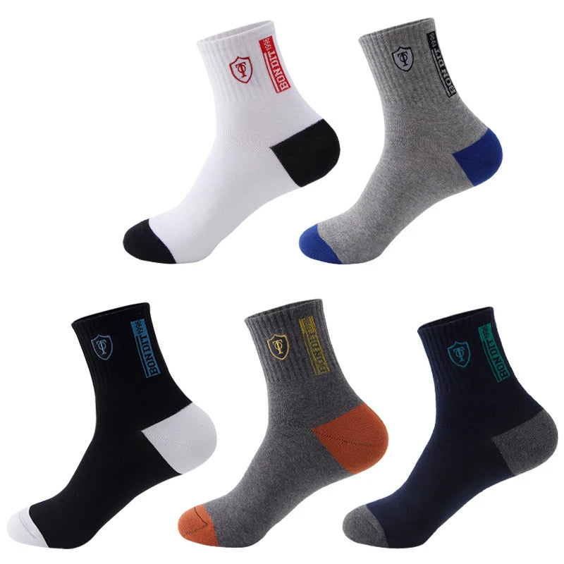 5 pairs of men's sports socks for summer casual  sweat absorbing  comfortable  lightweight  breathable basketball