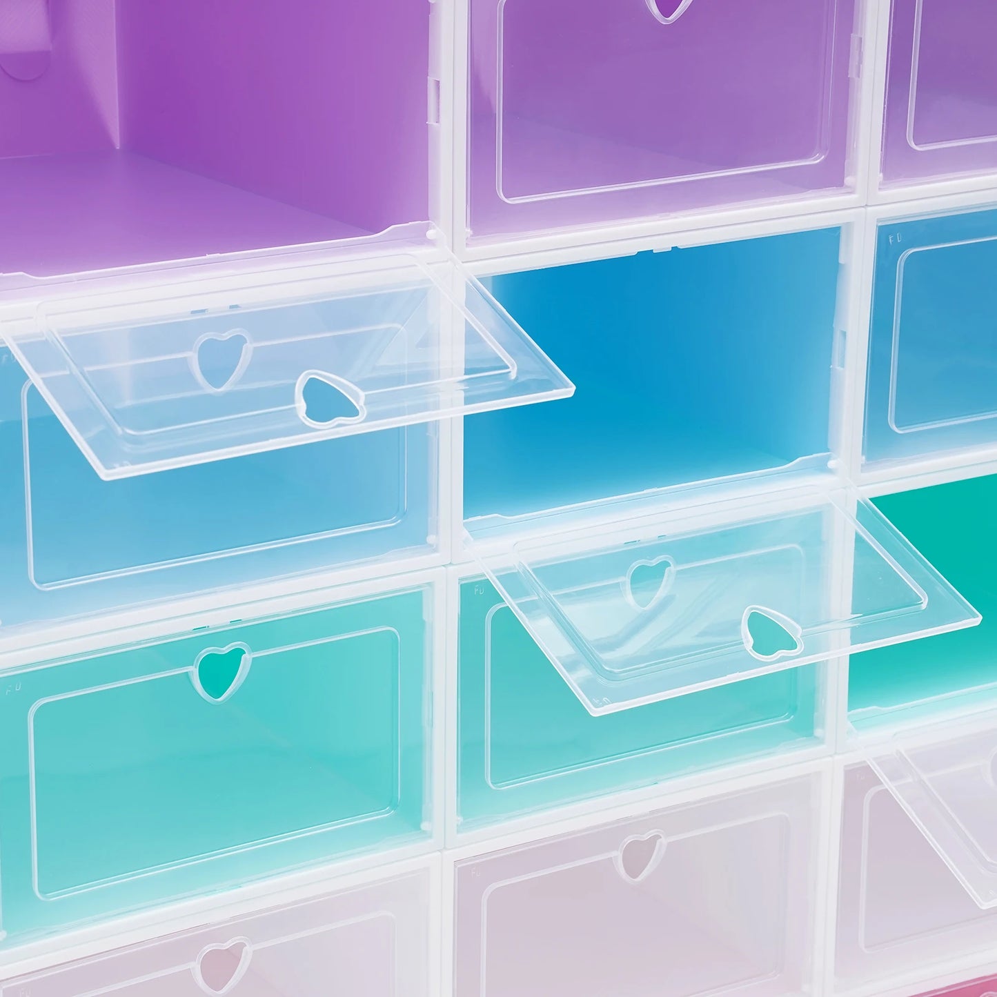 20Pcs Foldable Shoe Storage Boxes with Lids Transparent Stackable Containers Drawer Style PP Plastic Shoe Organizers
